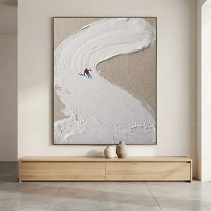 Textured Ski Slope Art with Dynamic Skier #NM629
