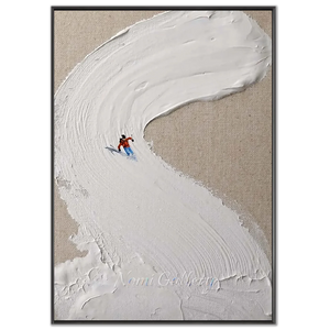 Textured Ski Slope Art with Dynamic Skier #NM629