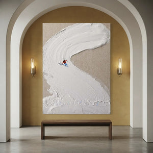 Textured Ski Slope Art with Dynamic Skier #NM629