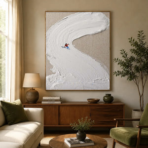 Textured Ski Slope Art with Dynamic Skier #NM629