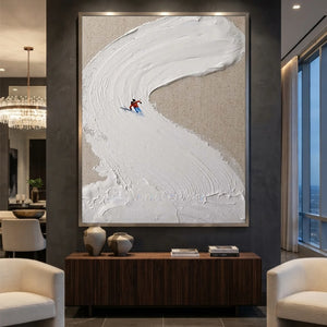 Textured Ski Slope Art with Dynamic Skier #NM629