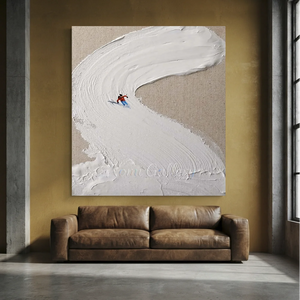 Textured Ski Slope Art with Dynamic Skier #NM629