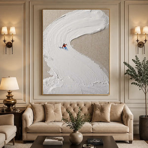 Textured Ski Slope Art with Dynamic Skier #NM629