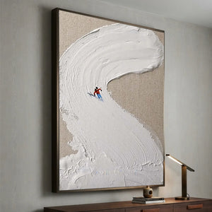 Textured Ski Slope Art with Dynamic Skier #NM629