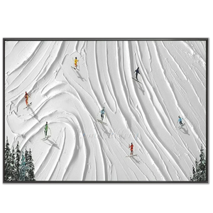 Textured Ski Slope Adventure Oil Painting #NM583