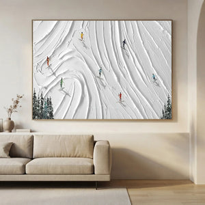 Textured Ski Slope Adventure Oil Painting #NM583