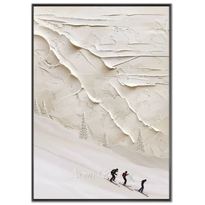 Textured Skiers on Snowy Mountain Oil Painting #NM632