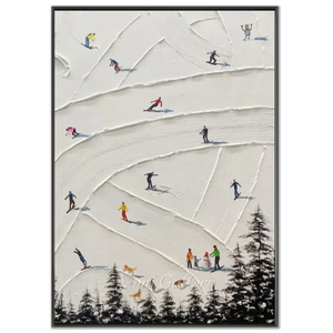 Textured Ski Slope Painting: Winter Mountain Adventure #NM638