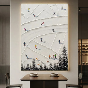 Textured Ski Slope Painting: Winter Mountain Adventure #NM638