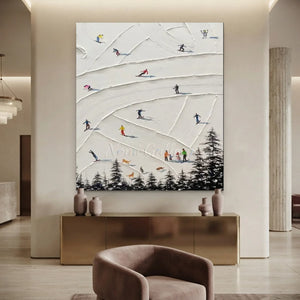 Textured Ski Slope Painting: Winter Mountain Adventure #NM638