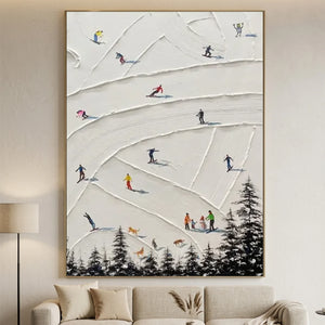 Textured Ski Slope Painting: Winter Mountain Adventure #NM638