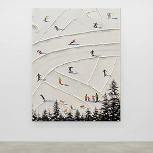 Textured Ski Slope Painting: Winter Mountain Adventure #NM638