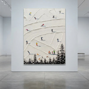 Textured Ski Slope Painting: Winter Mountain Adventure #NM638