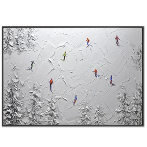 Textured Ski Slope Oil Painting - Dynamic Winter Landscape #NM597