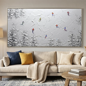 Textured Ski Slope Oil Painting - Dynamic Winter Landscape #NM597