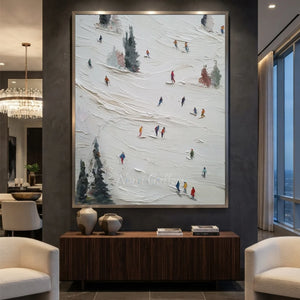 Textured Ski Slope Landscape Oil Painting #NM645