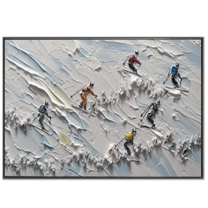 Textured Skiers on Snowy Slopes - Dynamic Winter Sports Art #NM601