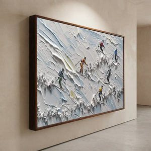 Textured Skiers on Snowy Slopes - Dynamic Winter Sports Art #NM601