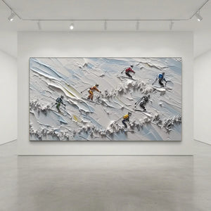 Textured Skiers on Snowy Slopes - Dynamic Winter Sports Art #NM601