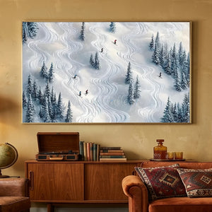 Winter Ski Slope Landscape Oil Painting #NM602