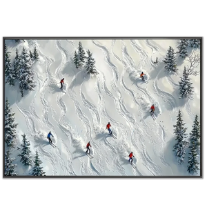 Dynamic Skiers Winter Landscape Oil Painting #NM603