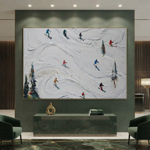 Dynamic Ski Slope Textured Oil Painting #NM605