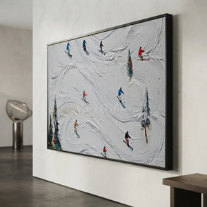 Dynamic Ski Slope Textured Oil Painting #NM605