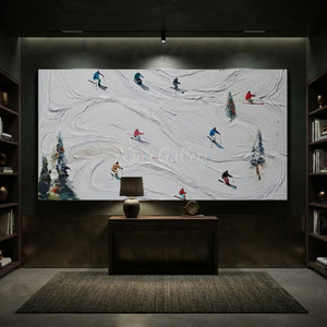 Dynamic Ski Slope Textured Oil Painting #NM605