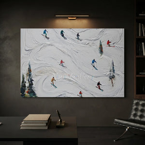 Dynamic Ski Slope Textured Oil Painting #NM605
