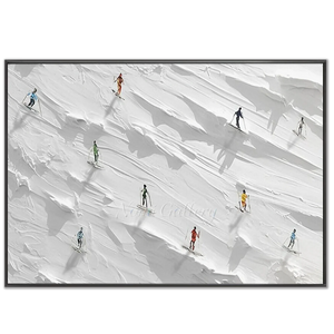 Dynamic Skiers on Textured Snowy Mountain Art #NM606