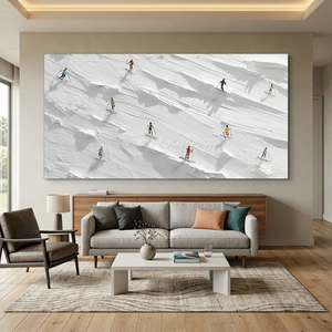 Dynamic Skiers on Textured Snowy Mountain Art #NM606