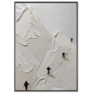 Textured Mountain Ascent Art with Climbers #NM647