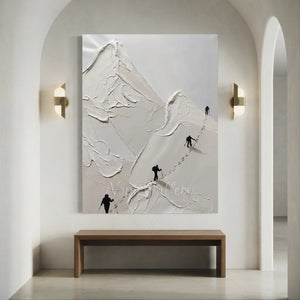 Textured Mountain Ascent Art with Climbers #NM647