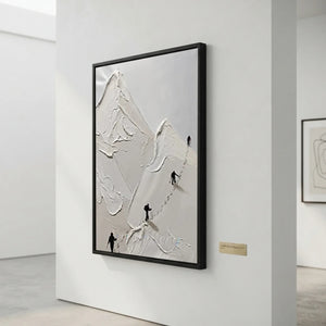 Textured Mountain Ascent Art with Climbers #NM647
