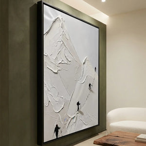 Textured Mountain Ascent Art with Climbers #NM647