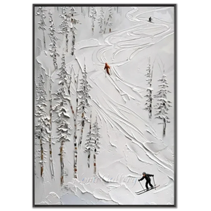 Dynamic Ski Slope Winter Landscape Textured Art #NM648