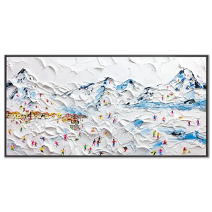 Vibrant Skiers on Snowy Mountain Textured Art #NM614