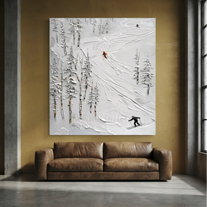 Dynamic Ski Slope Winter Landscape Textured Art #NM648