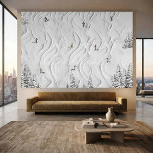 Textured Ski Slope Art - Dynamic Winter Mountain Adventure #NM615