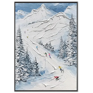 Textured Winter Mountain Ski Slope Art #NM651
