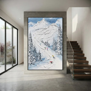 Textured Winter Mountain Ski Slope Art #NM651