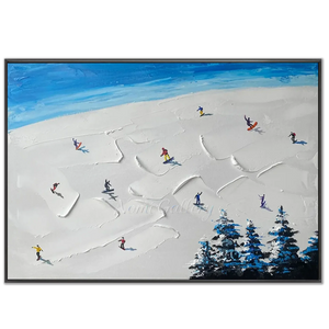 Textured Ski Slope Oil Painting: Winter Sports Adventure #NM618