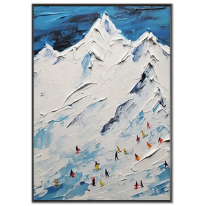 Dynamic Textured Mountain Ski Slope Oil Painting #NM652