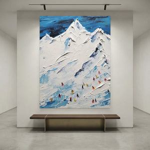 Dynamic Textured Mountain Ski Slope Oil Painting #NM652