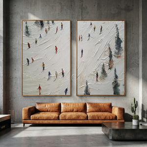 Textured Ski Slope Art - Winter Mountain Landscape #NM654