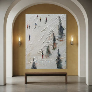 Dynamic Ski Slope Textured Oil Painting #NM657