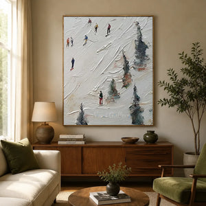 Dynamic Ski Slope Textured Oil Painting #NM657