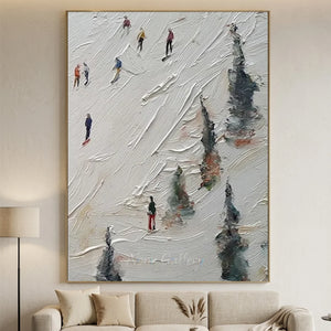 Dynamic Ski Slope Textured Oil Painting #NM657