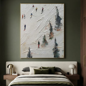 Dynamic Ski Slope Textured Oil Painting #NM657