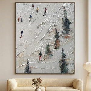 Dynamic Ski Slope Textured Oil Painting #NM657